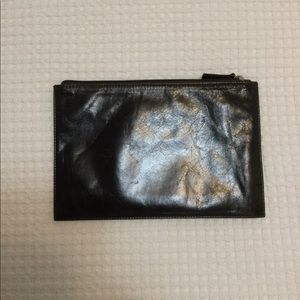 Leather zip pouch